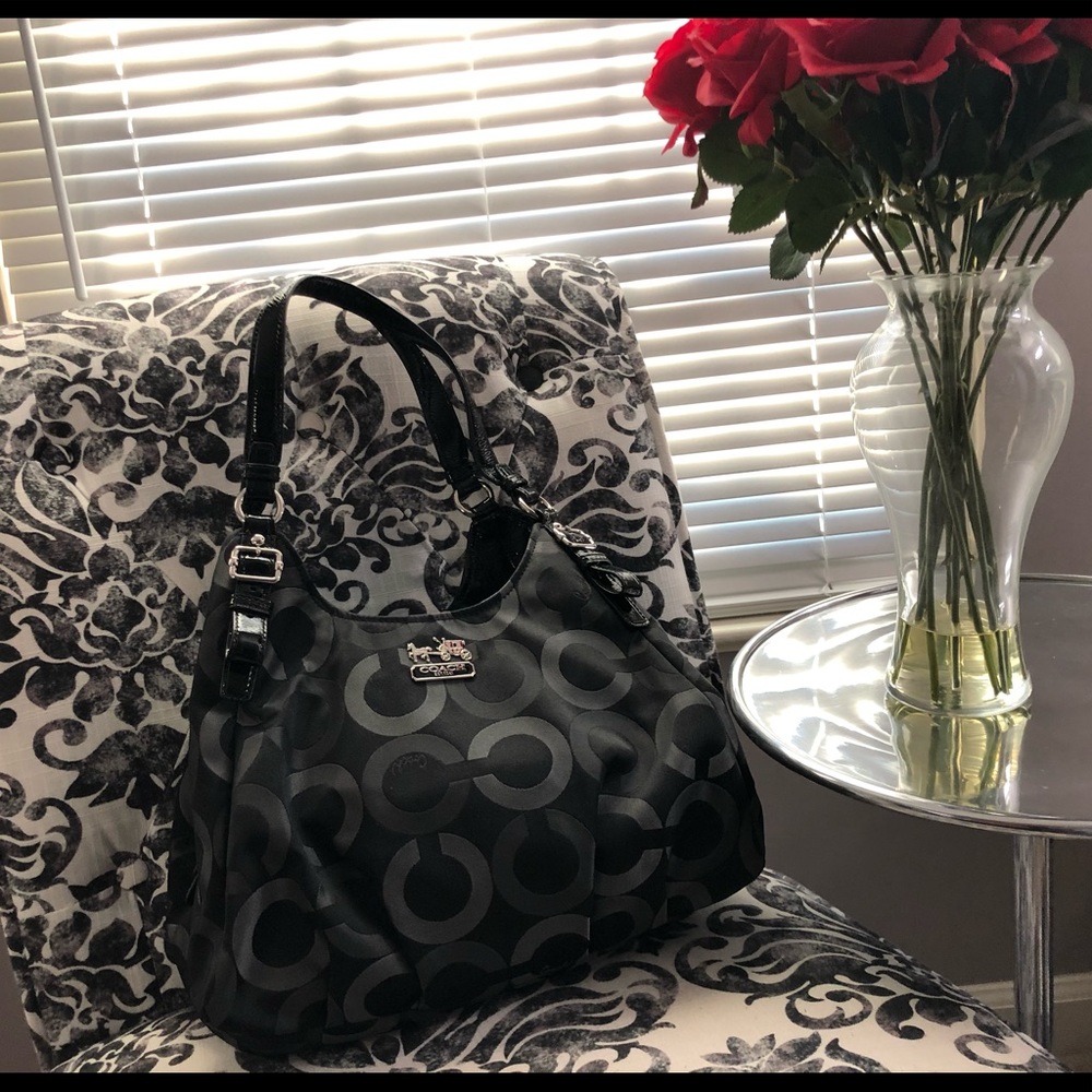 Authentic Coach black sateen handbag